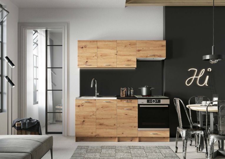 Cucina Marrone Rovere Nodi Modulabile un Cassetto, un Ripiano - Teano