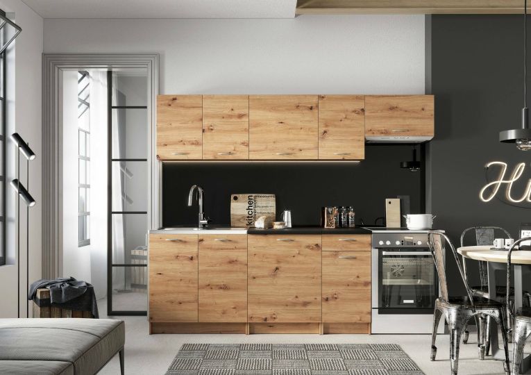 Cucina Marrone Rovere Nodi Modulabile un Cassetto, un Ripiano - Urzulei