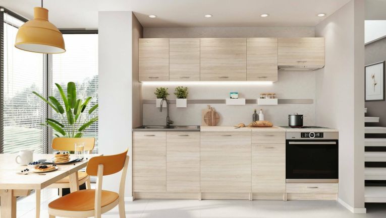 Cucina Marrone Rovere un Ripiano Modulabile, un Cassetto - Camerino