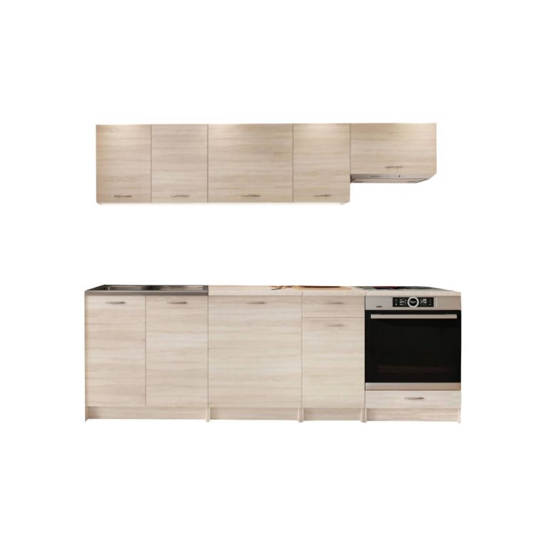 Cucina Marrone Rovere un Ripiano Modulabile, un Cassetto - Camerino