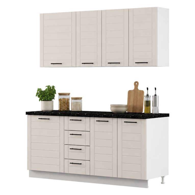 Cucina Marrone Sabbia Nero Con cassetti, Elettrodomestici non inclusi, Modulabile, Apertura Battente, Scorrevole - Monsch