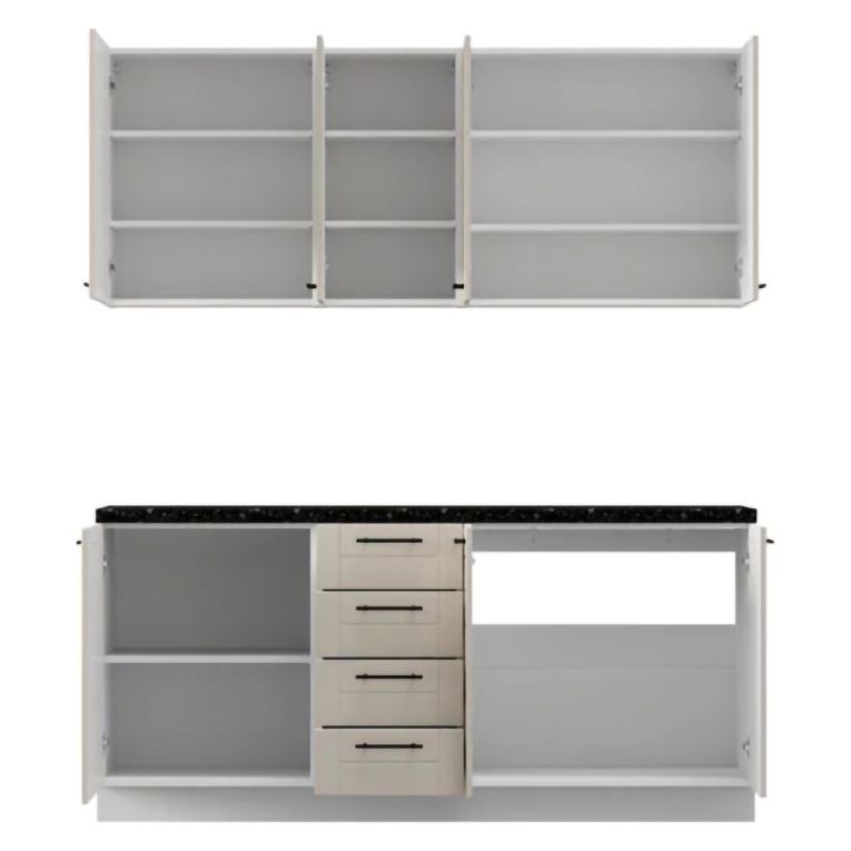 Cucina Marrone Sabbia Nero Con cassetti, Elettrodomestici non inclusi, Modulabile, Apertura Battente, Scorrevole - Monsch