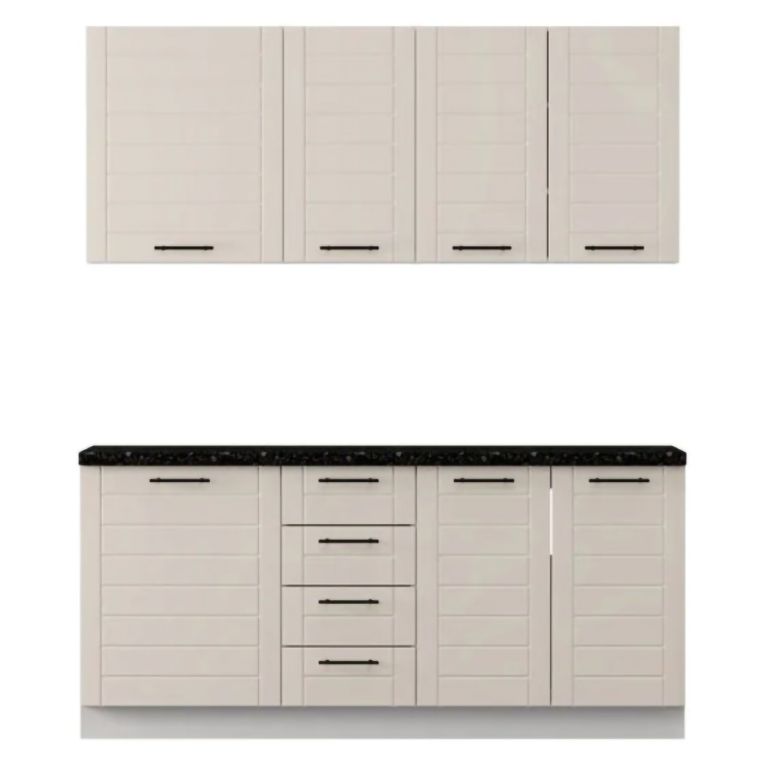 Cucina Marrone Sabbia Nero Con cassetti, Elettrodomestici non inclusi, Modulabile, Apertura Battente, Scorrevole - Monsch