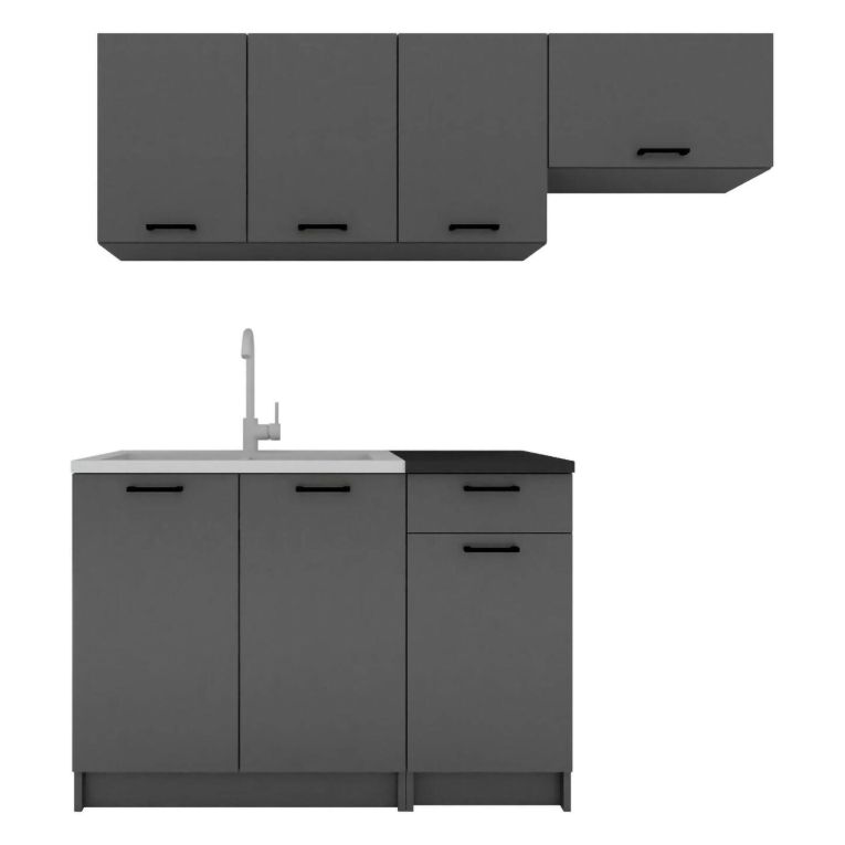 Cucina Nero Antracite Con cassetto, Elettrodomestici non inclusi, Modulabile - Cormone