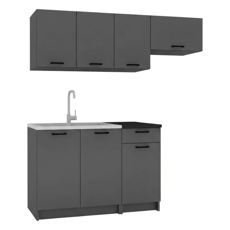 Cucina Nero Antracite Con cassetto, Elettrodomestici non inclusi, Modulabile - Cormone