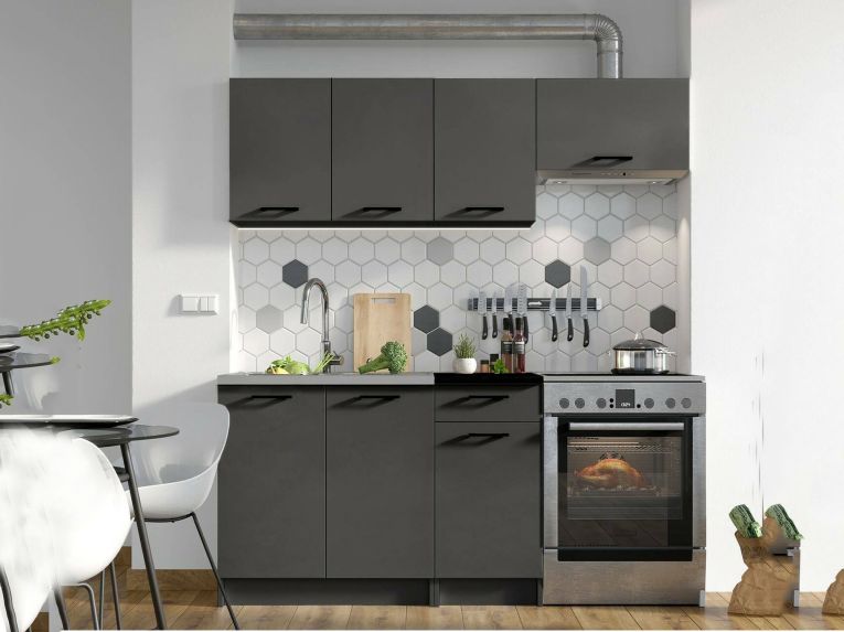 Cucina Nero Antracite Con cassetto, Elettrodomestici non inclusi, Modulabile - Cormone