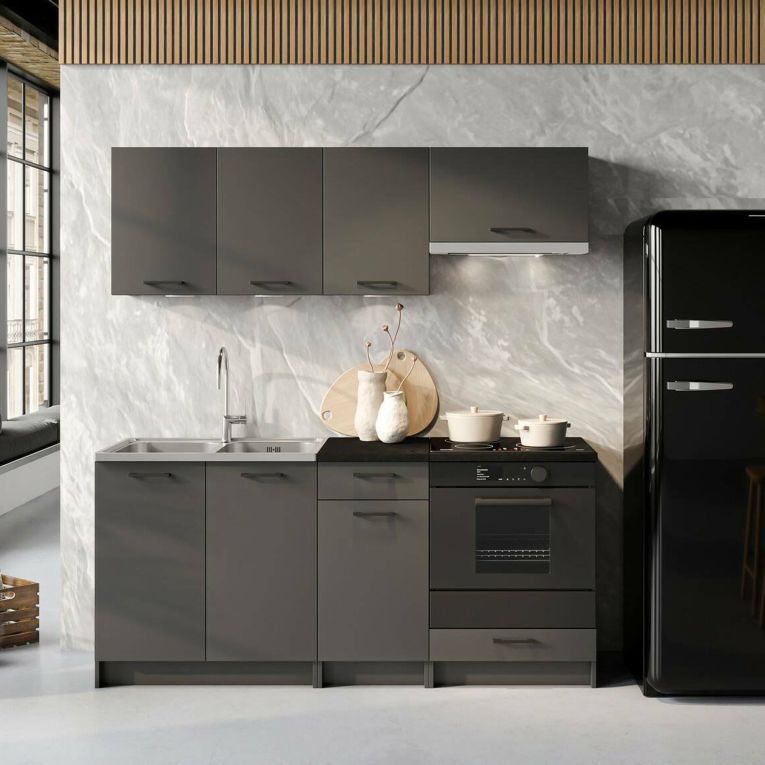 Cucina Nero Antracite Con cassetto, Elettrodomestici non inclusi, Modulabile - Covor