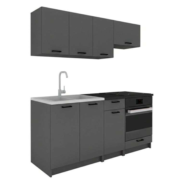 Cucina Nero Antracite Con cassetto, Elettrodomestici non inclusi, Modulabile - Covor