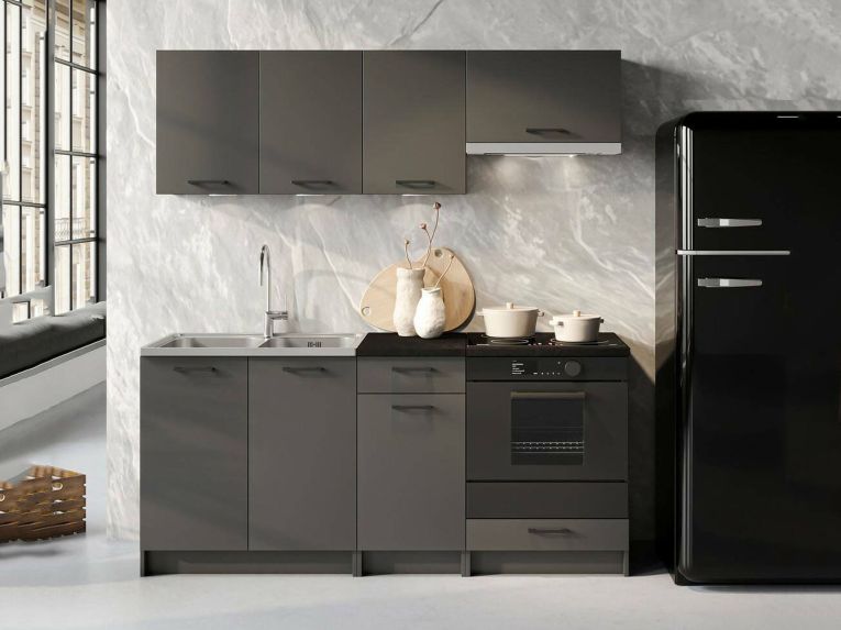 Cucina Nero Antracite Con cassetto, Elettrodomestici non inclusi, Modulabile - Covor