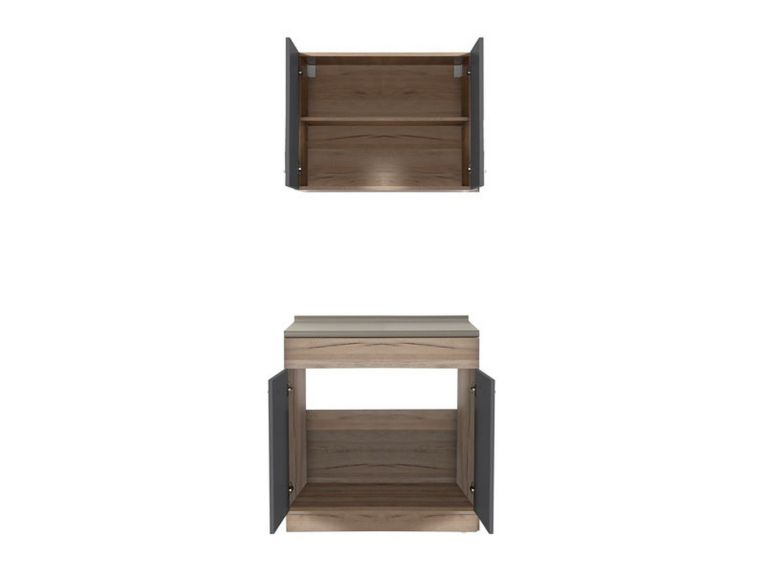 Cucina Nero Antracite Marrone Con cassetto, Elettrodomestici non inclusi, Apertura Battente, Scorrevole - Garessio