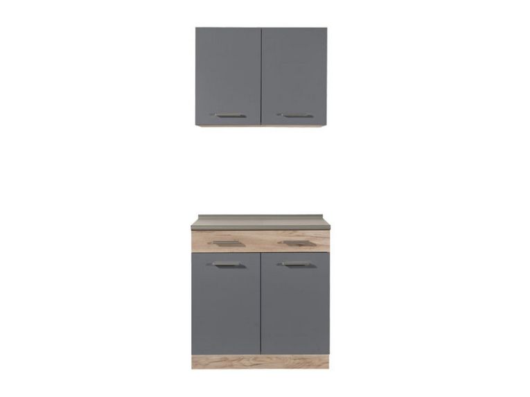 Cucina Nero Antracite Marrone Con cassetto, Elettrodomestici non inclusi, Apertura Battente, Scorrevole - Garessio