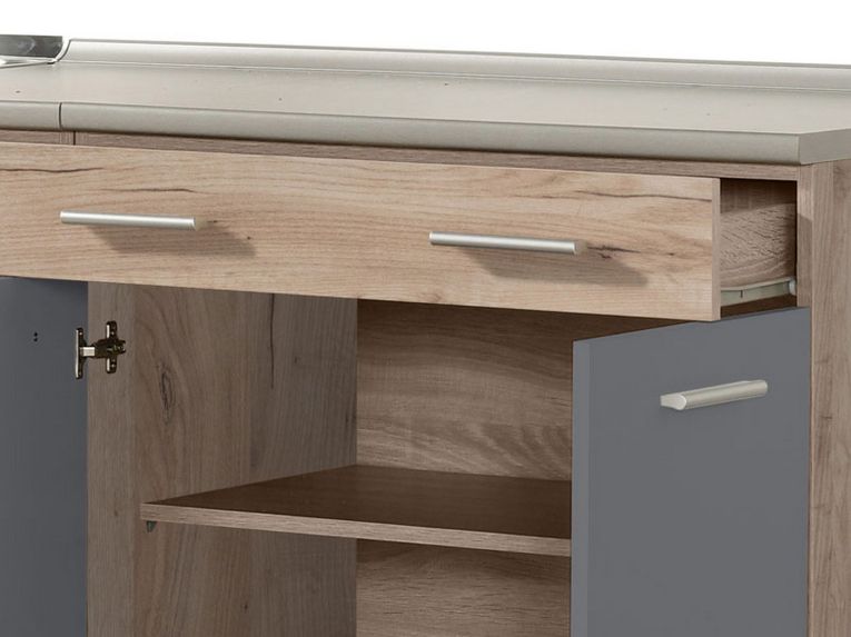 Cucina Nero Antracite Marrone Rovere Con cassetti, Elettrodomestici non inclusi, 10 Ante - Bornago