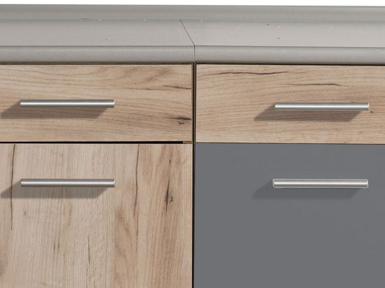 Cucina Nero Antracite Marrone Rovere Con cassetti, Elettrodomestici non inclusi, 10 Ante - Bornago