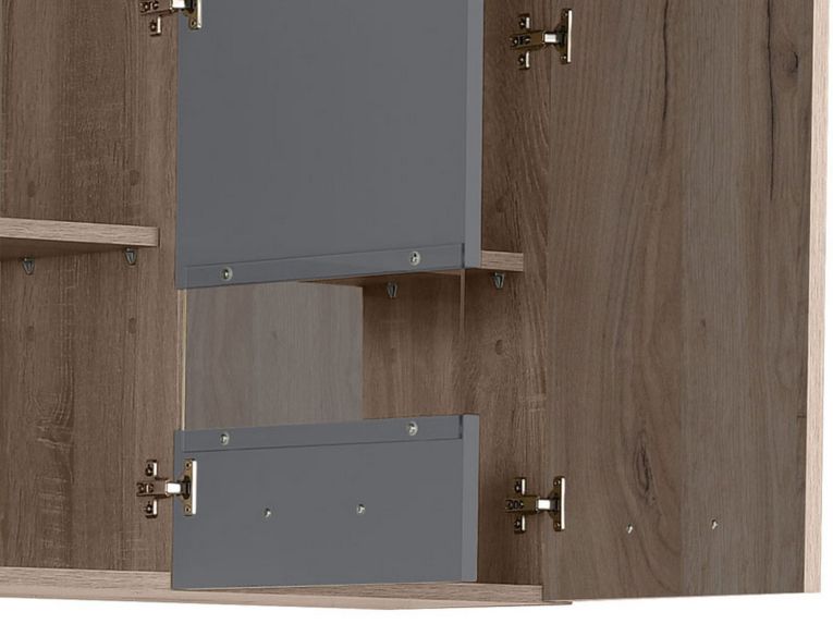 Cucina Nero Antracite Marrone Rovere Con cassetto, Elettrodomestici non inclusi, 6 Ante - Lanzo