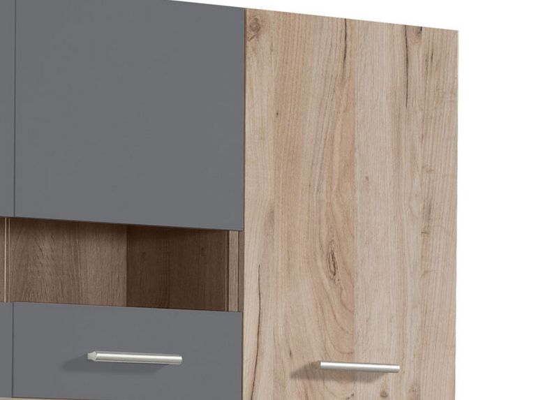 Cucina Nero Antracite Marrone Rovere Con cassetto, Elettrodomestici non inclusi, 6 Ante - Lanzo