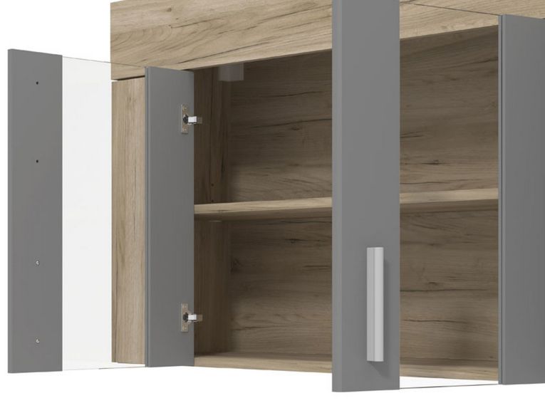 Cucina Nero Antracite Marrone Rovere Con cassetto, Elettrodomestici non inclusi, 8 Ante - Interamna