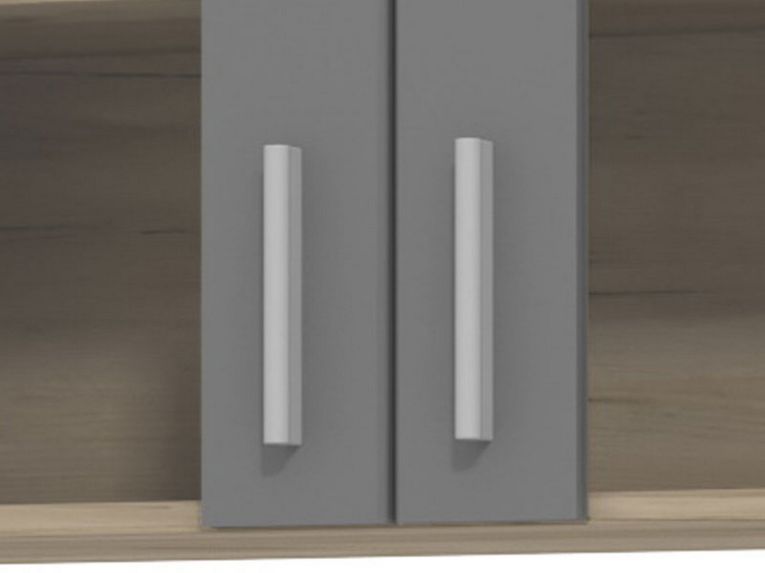 Cucina Nero Antracite Marrone Rovere Con cassetto, Elettrodomestici non inclusi, 8 Ante - Interamna