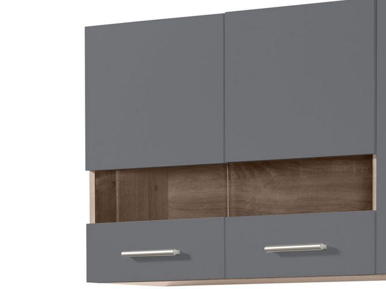Cucina Nero Antracite Marrone Rovere Con cassetto, Elettrodomestici non inclusi, 8 Ante - Solarolo