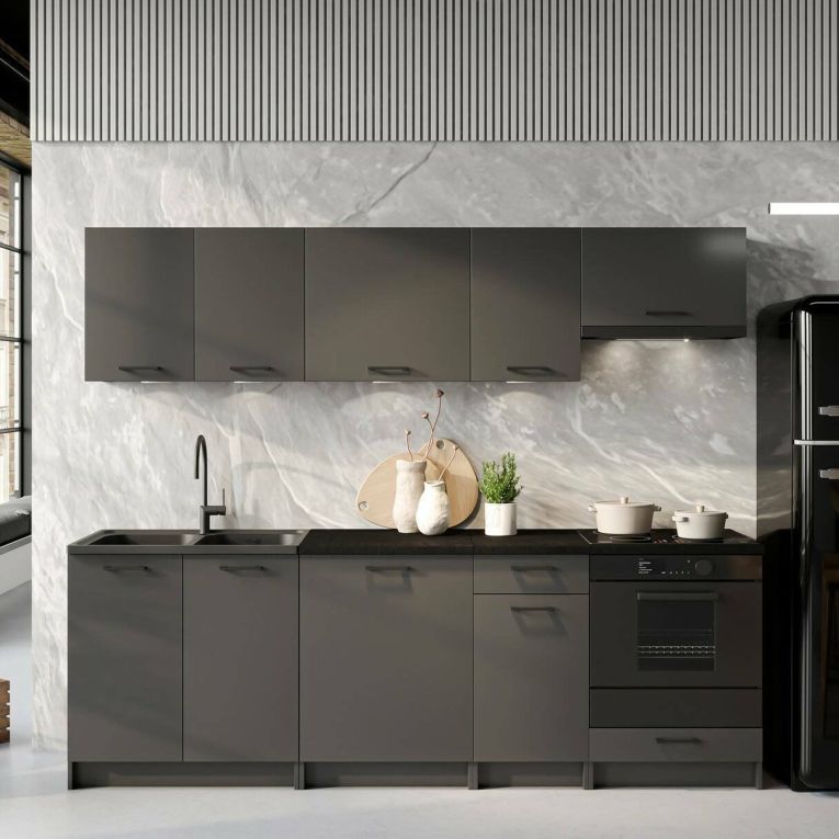 Cucina Nero Antracite Modulabile Con cassetto, Elettrodomestici non inclusi - Miogli