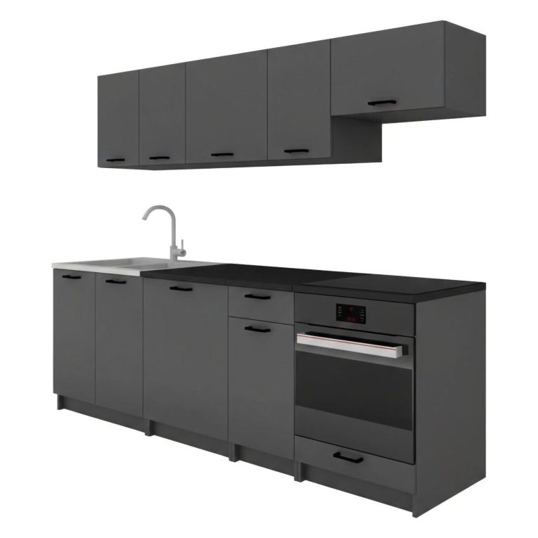 Cucina Nero Antracite Modulabile Con cassetto, Elettrodomestici non inclusi - Miogli