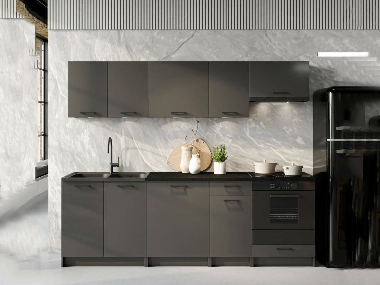 Cucina Nero Antracite Modulabile Con cassetto, Elettrodomestici non inclusi - Miogli
