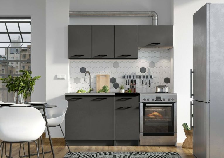 Cucina Nero Antracite un Ripiano Modulabile, un Cassetto - Cormone