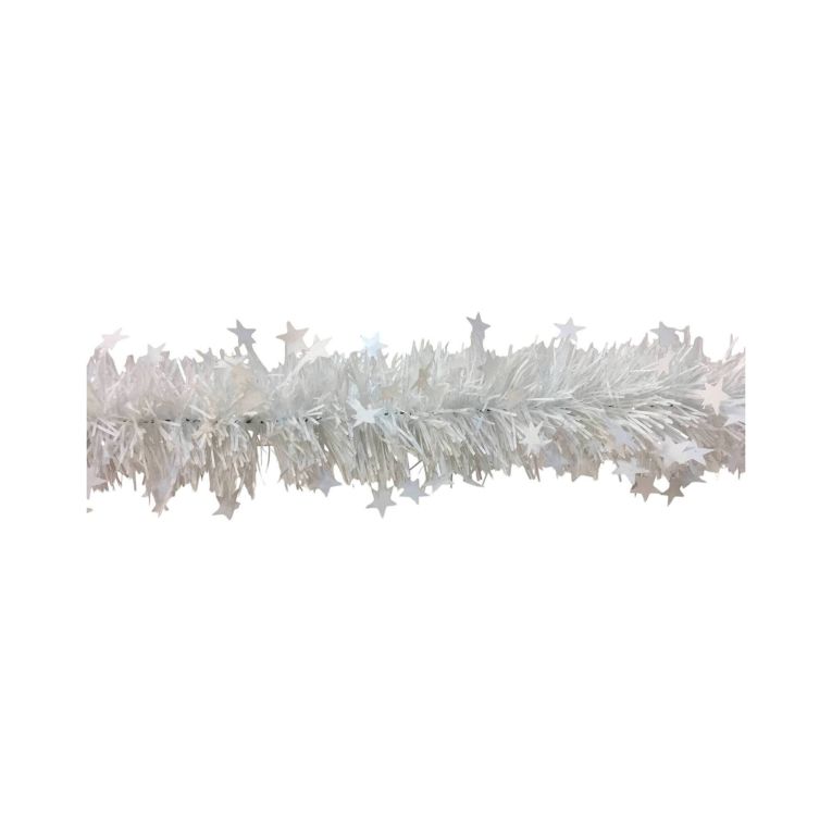 Decorazione da Natale Bossons, Addobbo natalizio, Ornamento da natale, Decorazione festiva, Made in Italy, 1000x8 h8 cm, Bianco
