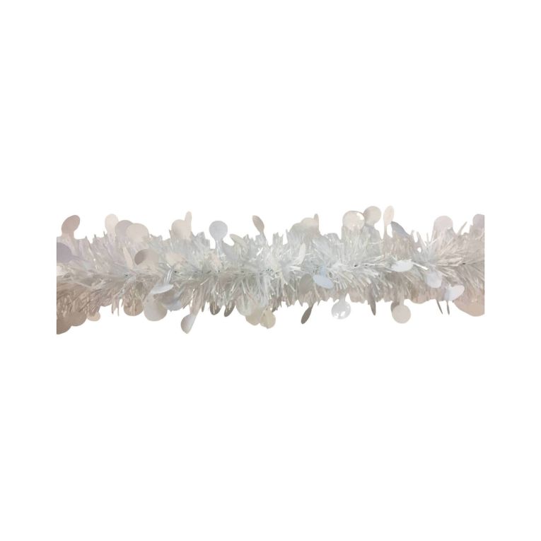 Decorazione da Natale Ferpècle, Addobbo natalizio, Ornamento da natale, Decorazione festiva, Made in Italy, 1000x8 h8 cm, Bianco
