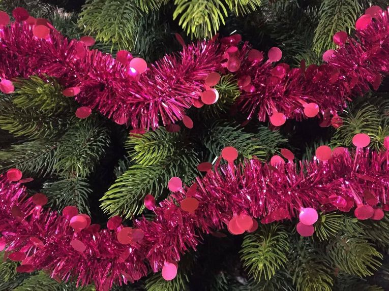 Decorazione da Natale Ferpècle, Addobbo natalizio, Ornamento da natale, Decorazione festiva, Made in Italy, 1000x8 h8 cm, Fuxia