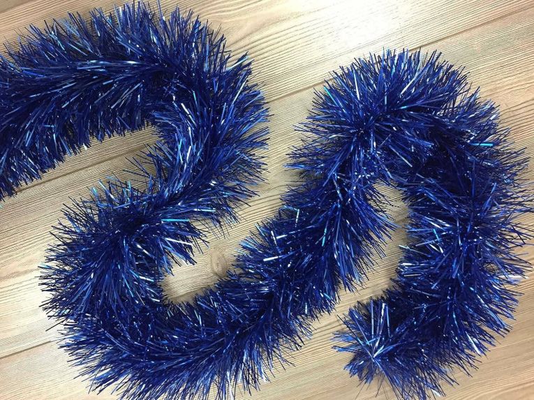 Decorazione da Natale Kessel, Addobbo natalizio, Ornamento da natale, Decorazione festiva, Made in Italy, 500x15 h15 cm, Blu