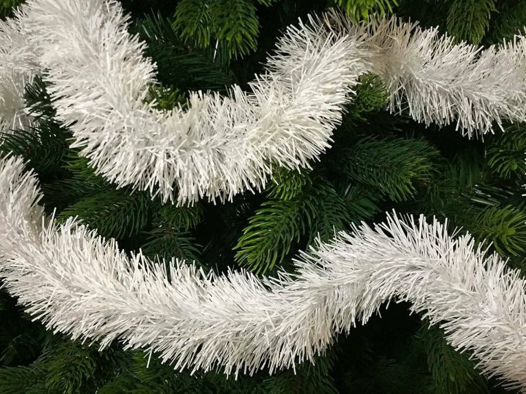 Decorazione da Natale Lang, Addobbo natalizio, Ornamento da natale, Decorazione festiva, Made in Italy, 1000x8 h8 cm, Bianco