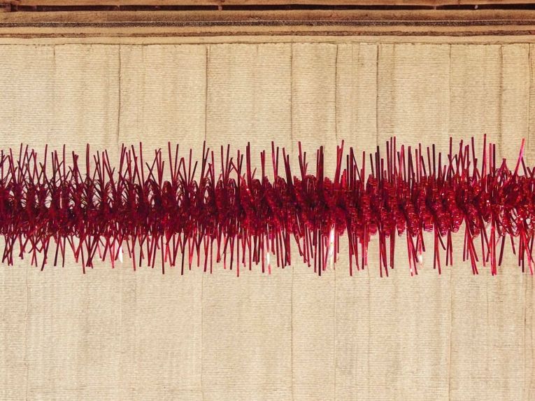 Decorazione da Natale Pasterze, Addobbo natalizio, Ornamento da natale, Decorazione festiva, Made in Italy, 2000x7 h7 cm, Rosso