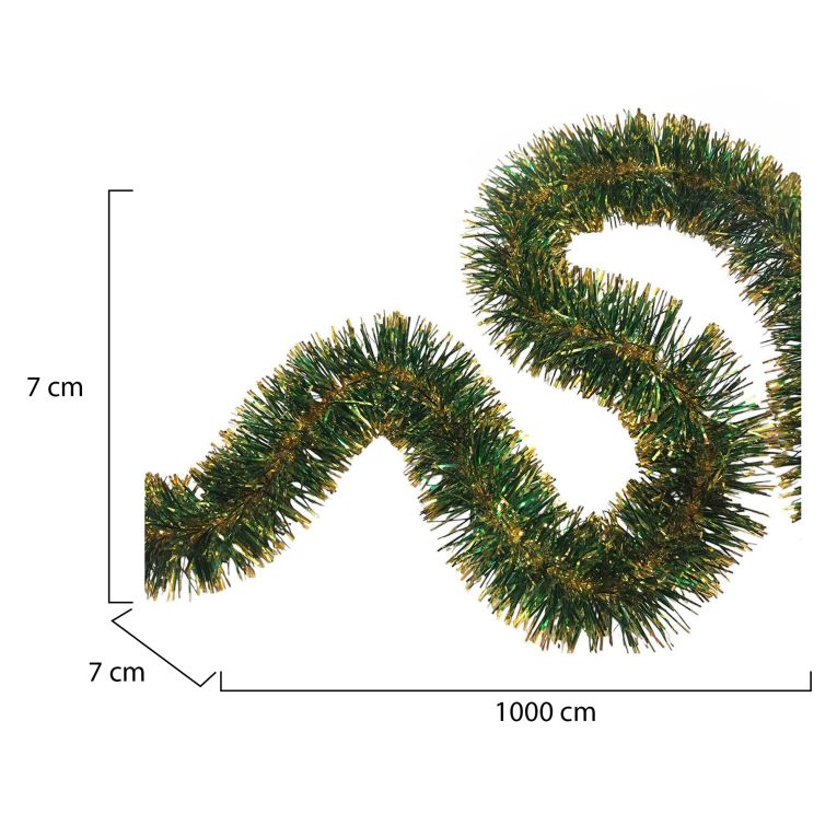 Decorazione da Natale Rolly, 1000x7 h7 cm, Verde e Oro