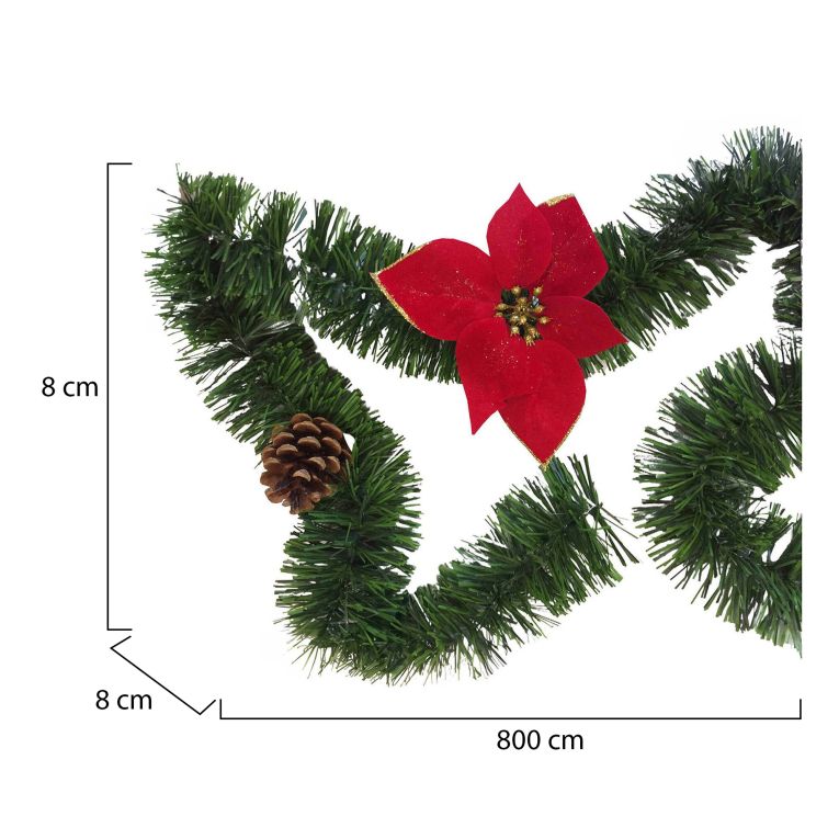 Decorazione da Natale Strisaili, 800x8 h8 cm, Verde e Rosso