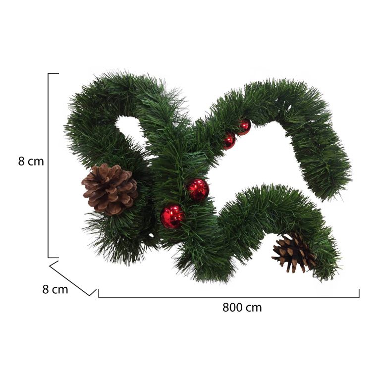 Decorazione da Natale Truschedu, 800x8 h8 cm, Verde e Rosso
