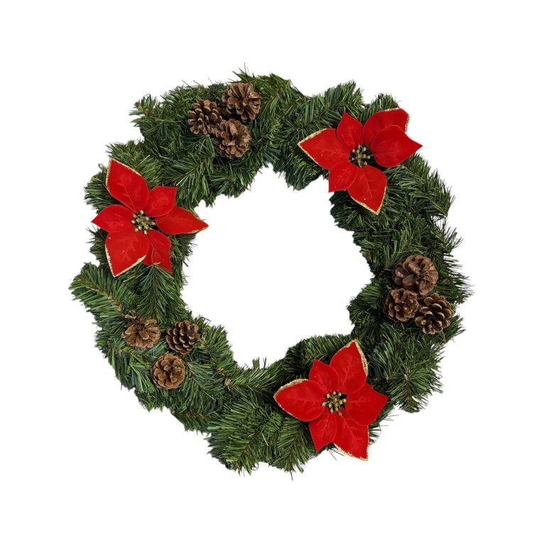 Decorazione da Natale Verde Rosso Colore Struttura Rosso, Made in Italy - Cornello