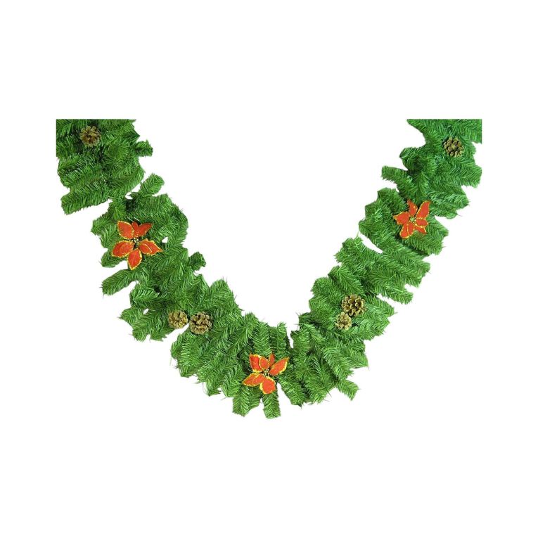 Decorazione da Natale Zollino, 220x25 h25 cm, Vedre e Rosso