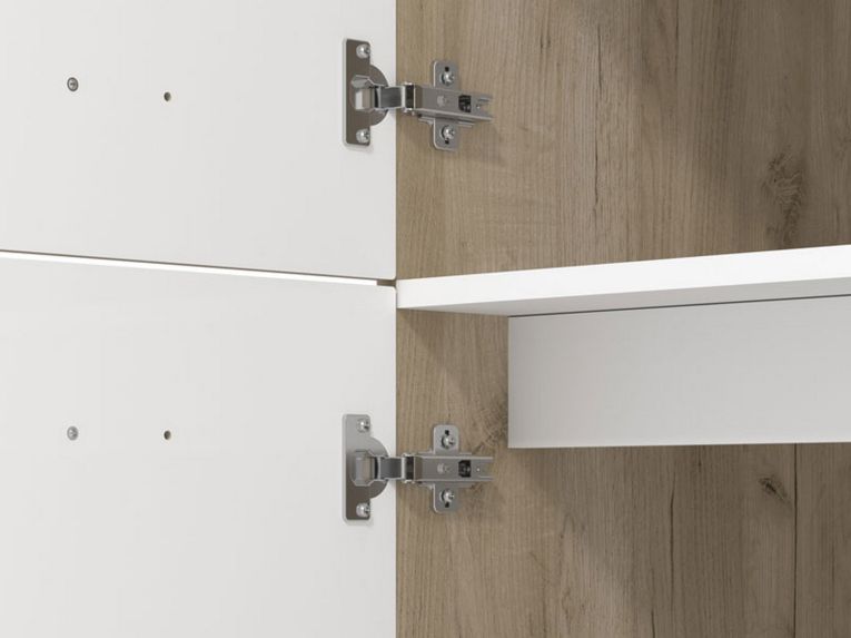 Dispensa da Cucina Beige Marrone Rovere Nodi 5 Ripiani 3 Ante 60x57.5x214.5h cm, 6 Vani - Volvera