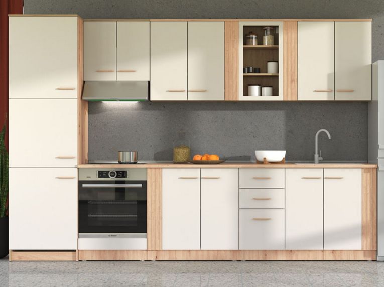 Dispensa da Cucina Beige Marrone Rovere Nodi un Cassetto 2 Ripiani 60x56.5x82h cm, un Vano - Saracena