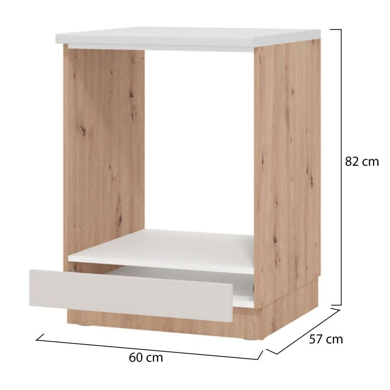 Dispensa da Cucina Beige Marrone Rovere Nodi un Cassetto 2 Ripiani 60x56.5x82h cm, un Vano - Saracena