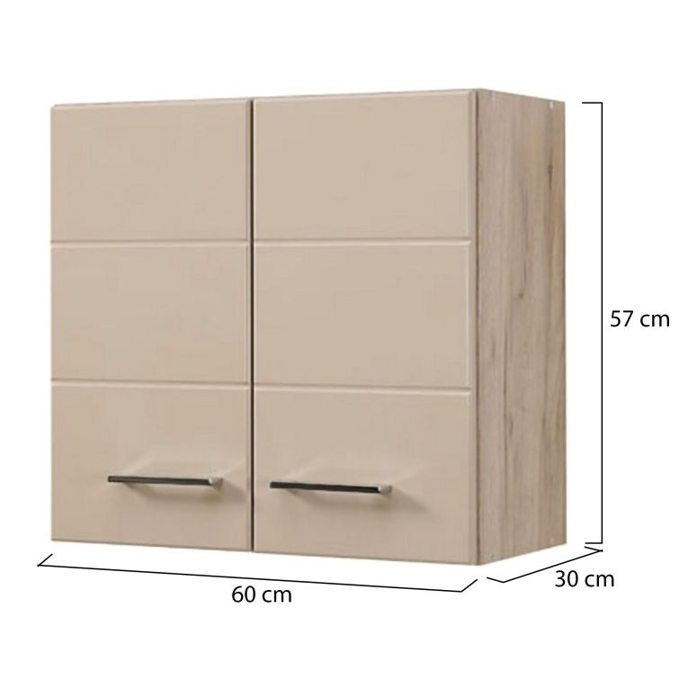Dispensa da Cucina Beige Marrone Rovere Nodi un Ripiano 2 Ante 60x30x57h cm, 2 Vani - Volvera