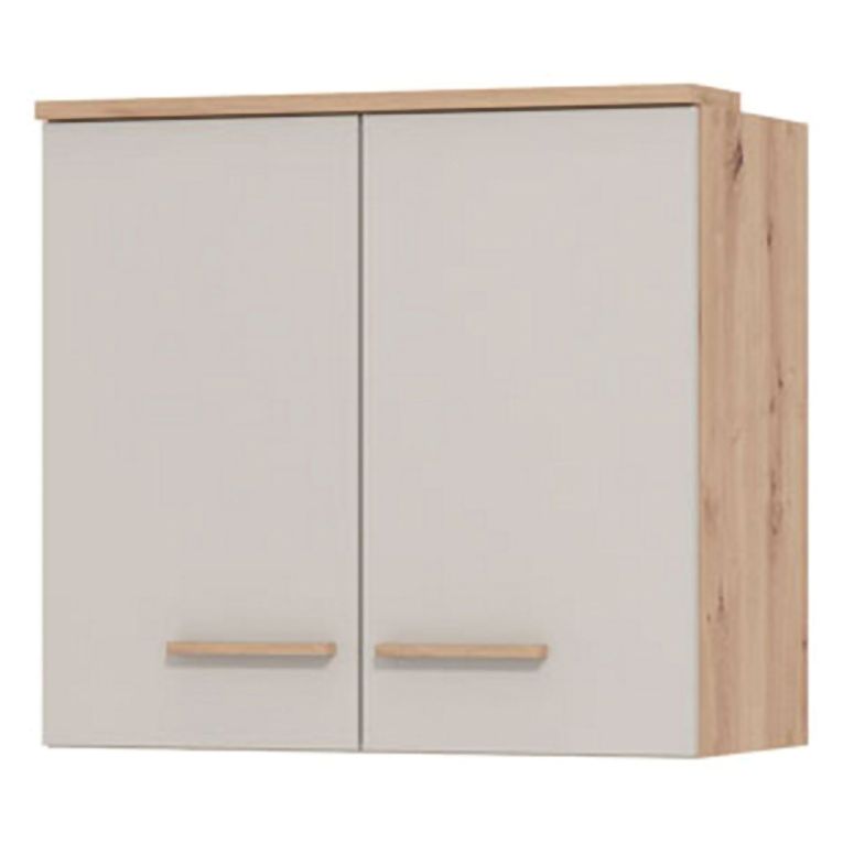 Dispensa da Cucina Beige Marrone Rovere Nodi un Ripiano 2 Ante 60x31x56h cm, 2 Vani - Saracena