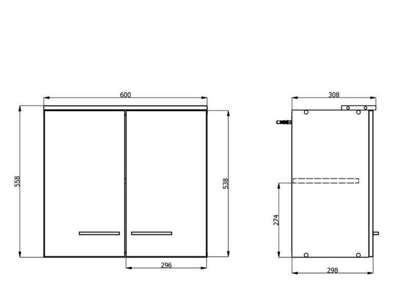 Dispensa da Cucina Beige Marrone Rovere Nodi un Ripiano 2 Ante 60x31x56h cm, 2 Vani - Saracena