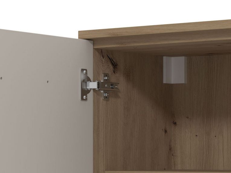 Dispensa da Cucina Beige Marrone Rovere Nodi un Ripiano 2 Ante 60x31x56h cm, 2 Vani - Saracena