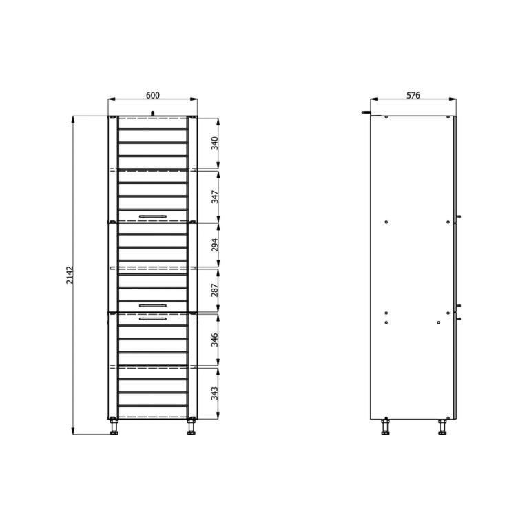 Dispensa da Cucina Bianco Crema Bianco 6 Ripiani Apertura Battente 60x58x214h cm, 3 Ante - Hallst