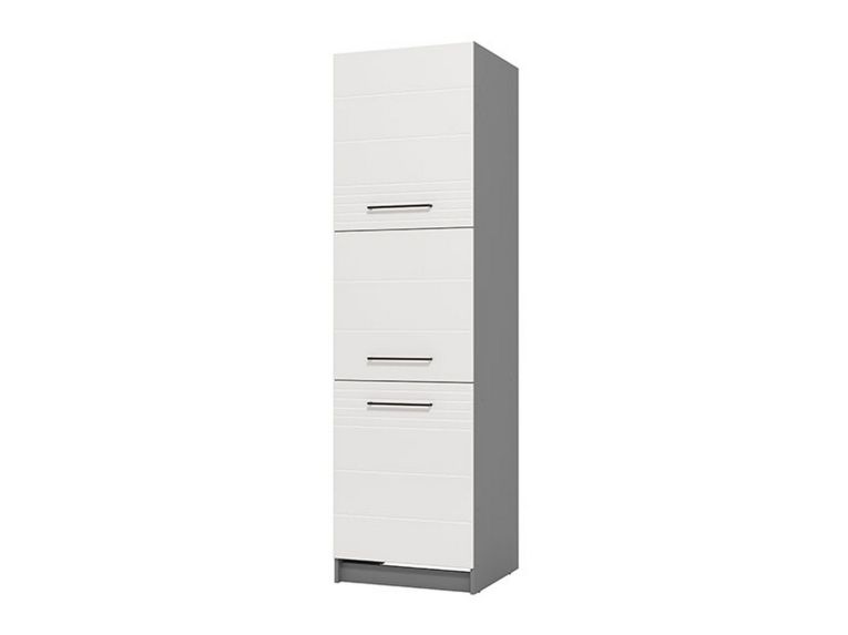 Dispensa da Cucina Bianco Grigio 5 Ripiani 3 Ante 60x58x215h cm, Apertura Battente - Moiolaa