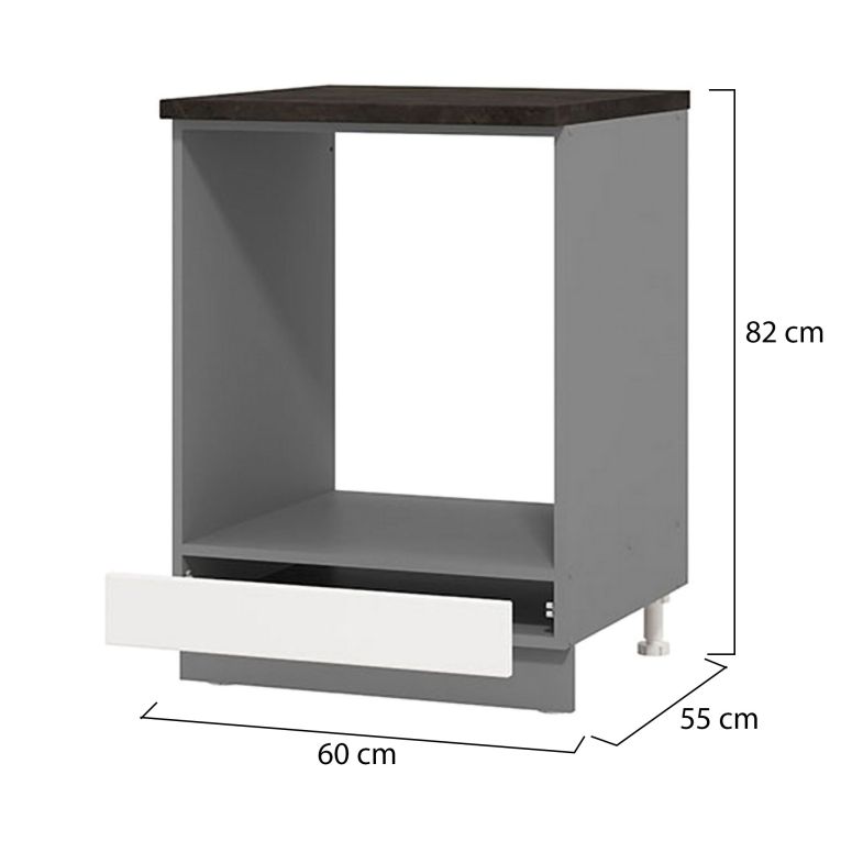 Dispensa da Cucina Bianco Grigio un Cassetto 2 Ripiani 55x60x82h cm, Apertura Scorrevole - Moiolaaa