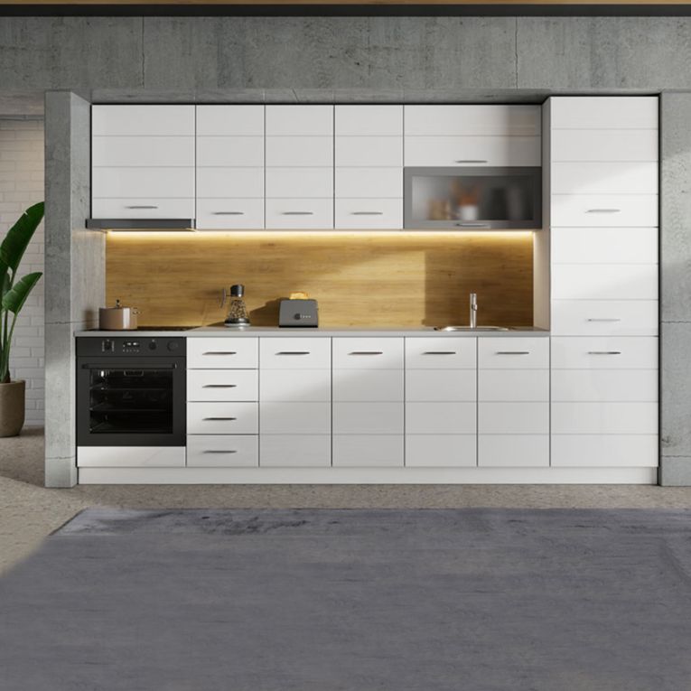 Dispensa da Cucina Bianco Lucido Bianco Opaco 6 Ripiani Apertura Battente 60x58x214h cm, 2 Ante - Cochem