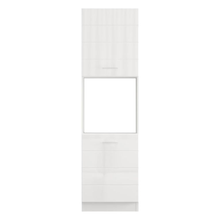 Dispensa da Cucina Bianco Lucido Bianco Opaco 6 Ripiani Apertura Battente 60x58x214h cm, 2 Ante - Cochem