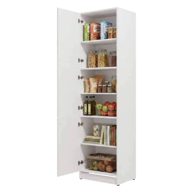 Dispensa da Cucina Bianco Nero 5 Ripiani 3 Ante 60x58x215h cm, Apertura Battente - Falmentaa